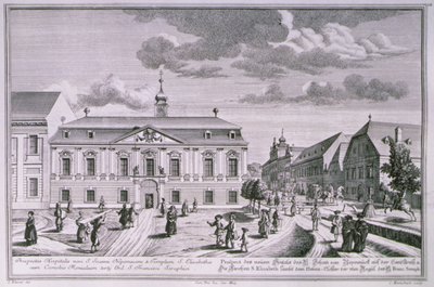 View of the new hospital of St. John Nepomuk, Vienna engraved by Karl Remshard by Salomon after Kleiner
